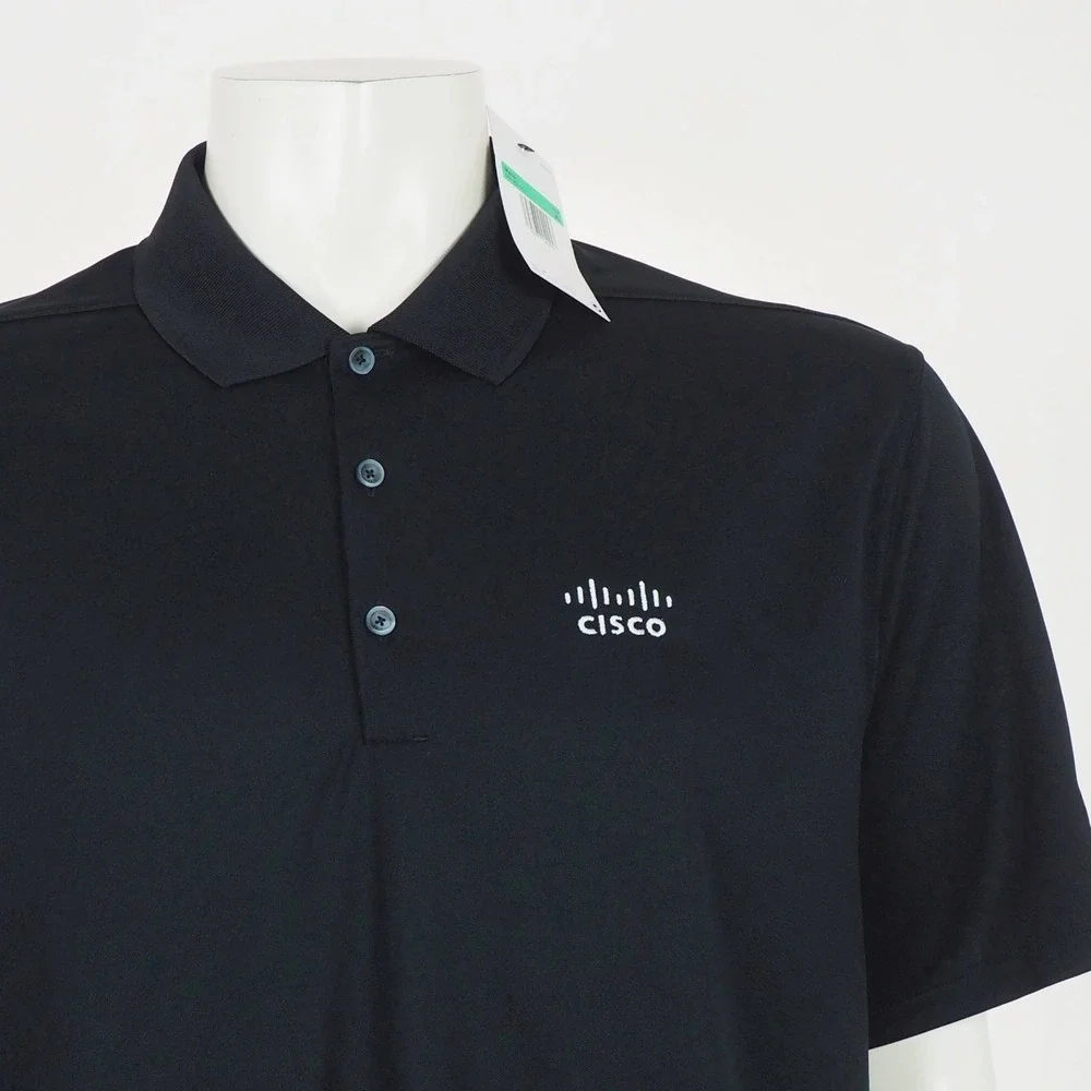 New Nike Golf Micro Pique 2.0 Polo Shirt Mens XL Black Dri-Fit Cisco Performance